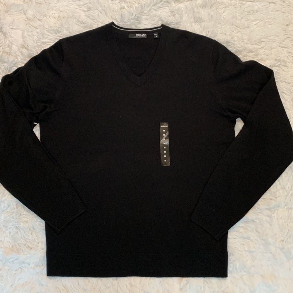 🟢3 for $20—-MURANO V neck long sleeve black performance sweater men’s  NWOT